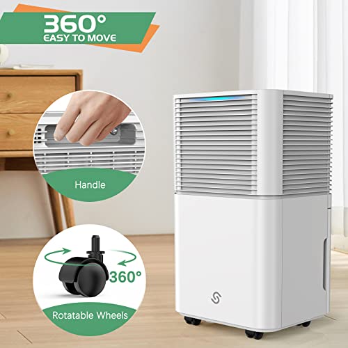 Dehumidifier for Large Rooms 1500 Sq Ft with Auto & Manual Drainage - Pearl White