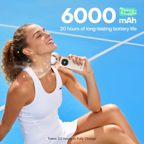 White Portable Handheld Fan with Ice Cooling & 20H Battery - 199 Speed Levels