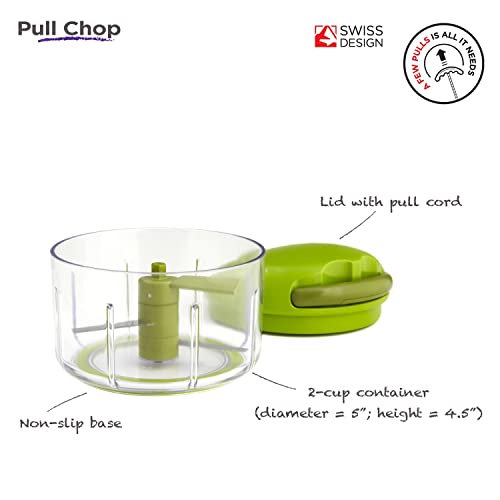 Kuhn Rikon Pull Chop 2-Cup Manual Food Processor with Cord Mechanism - Green