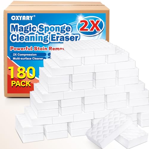 180 Pack Magic Sponges Cleaning Eraser - 2X Density Melamine Foam for Stain Removal