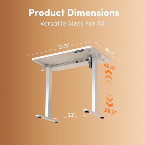 FEZIBO 32-Inch White Electric Standing Desk with Adjustable Height & Memory Presets