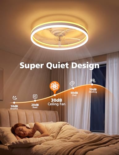 White 20-Inch RGB Ceiling Fan with Light and Remote - Smart Fandelier