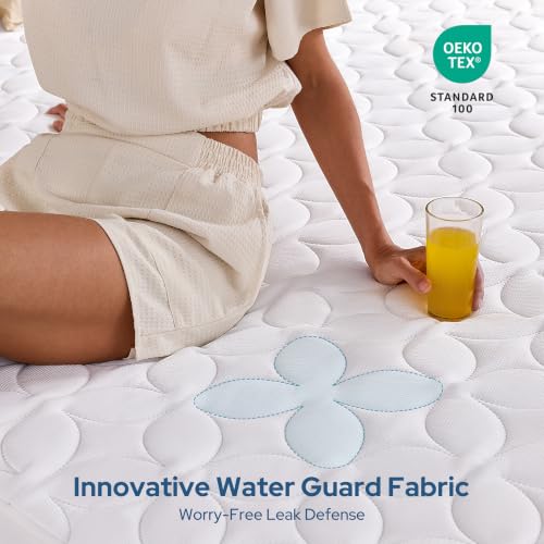 Queen Waterproof Mattress Protector - Breathable & Soft Bed Cover, Fits Up to 18 Inches