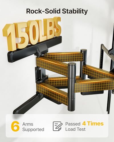 monTEK Full Motion TV Wall Mount for 43-100 Inch TVs – Heavy Duty Adjustable Bracket