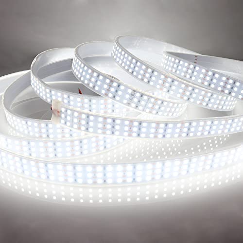 16.4Ft Waterproof LED Strip Lights - Daylight White 6000K, Cuttable & Linkable