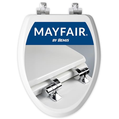 Mayfair Bennett Elongated Toilet Seat with Chrome Hinges - Slow Close, Easy Install, Made in USA