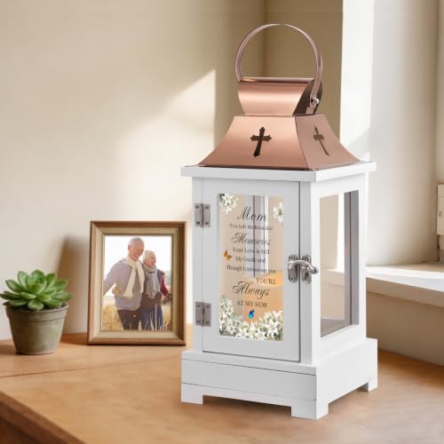 Memorial Lantern for Loss of Mom with Keepsake Drawer - Sympathy Gifts