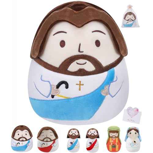 Jesus Plush Pillow Religious Gift - Christian Plush Toy Divine Inspiration Beautiful Cross Embroidery, Jesus Stuffed Christmas