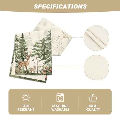 Artoid Mode Forest Deer Bunny Spring Table Runner, Seasonal Summer Kitchen Dining Table Decoration for Home Party Decor 13x72 Inch