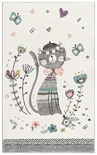 SAFAVIEH Carousel Kids Collection Accent Rug - 3'3" x 5'3", Ivory & Pink, Non-Shedding & Easy Care, Ideal for High Traffic Areas for Boys & Girls in Playroom, Nursery, Bedroom (CRK187A)