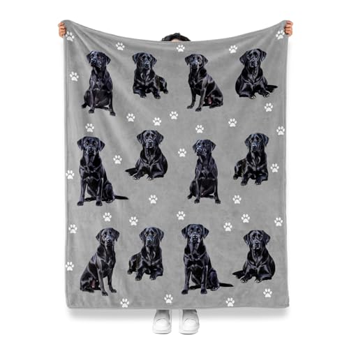 Labrador Retriever Gifts Blanket, Black Lab Dog Decor 80"x60"