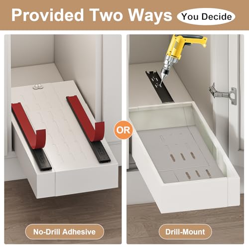 White Expandable Pull Out Cabinet Organizer 7-11 W x 17-24 D Adhesive