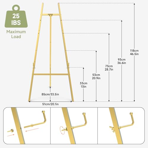 COZEER Gold 47-inch Heavy Duty Metal Easel Stand for Sign Display