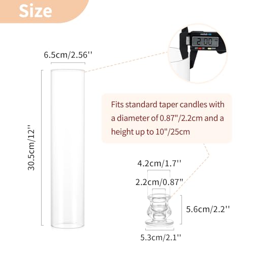 12-inch Hurricane Glass Candle Holders Set of 10 for Weddings and Events - Windproof Design