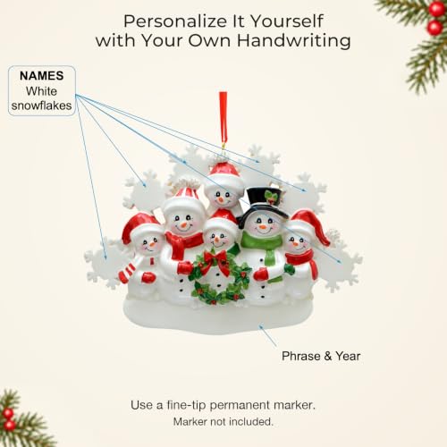 MAXORA Family of 6 Christmas Ornament 2026 Personalized Snowflakes Holiday Decor