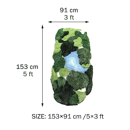 35x60 Inch 3D Moss Rug Shag Carpet Tropical Indoor Non Slip Floor Mat for Bedroom & Living Room - Green
