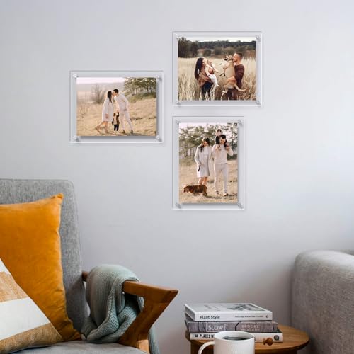 8.5x11 Acrylic Picture Frames 4 Pack - Clear Floating Wall Frames - Variation of THIS listing