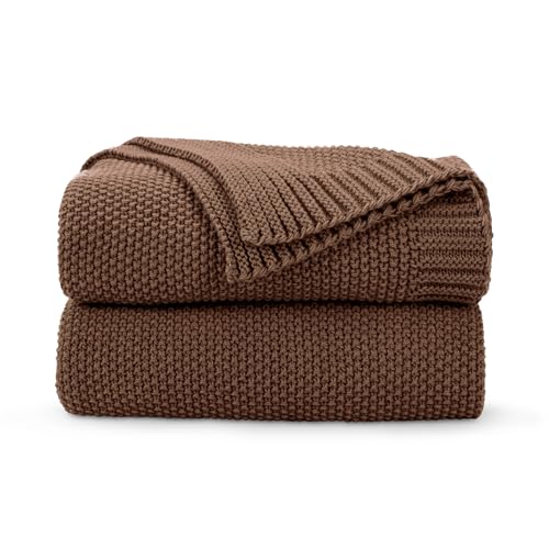 Dark Brown Seed Stitch Throw Blanket 60x80 Inches - Farmhouse Decor