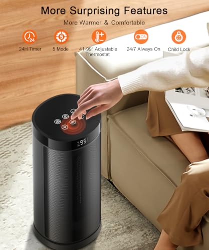 Portable Space Heater with Oscillation & Digital Thermostat - 1500W Indoor Heating