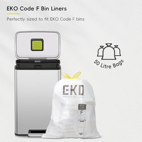 EKO Madison Matte Stainless Steel 50L Step Trash Can with Inner Liner - Fingerprint Resistant