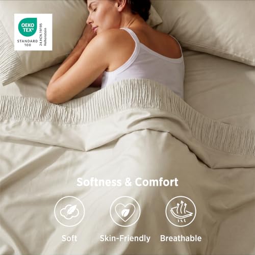 Linen Bed Sheets Set - King Size 4 Pieces, Soft, Breathable, Cooling, Deep Pockets - Variation 03