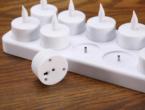 Rechargeable Flickering LED Tea Lights - 12 Pack Flameless Candles for Home & Wedding Decor