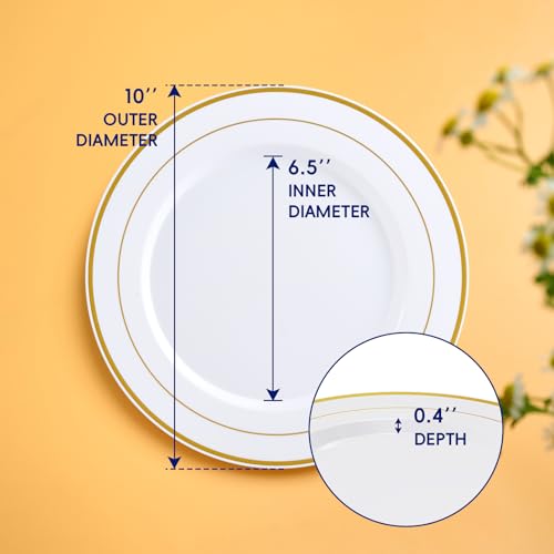 100PCS Plastic Plates 10 Inch Heavy Duty Disposable for Everyday Use