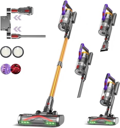 Cordless Vacuum Cleaner 50KPa 550W Stick Vacuum for Pet Hair & Floor - Gold