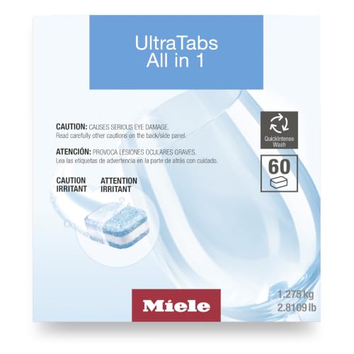 Miele UltraTabs Disinfecting Dishwasher Tablets - Biodegradable, Phosphate-Free, Pack of 60
