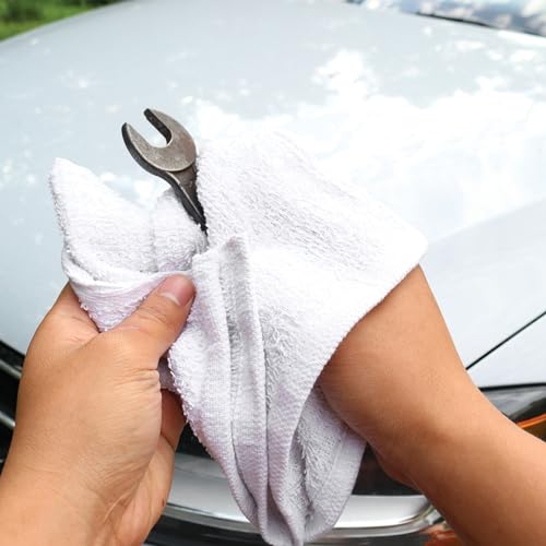 Pack of 60 Cotton Cleaning Towels - Absorbent Kitchen & Auto Rags, 14x17 Inches