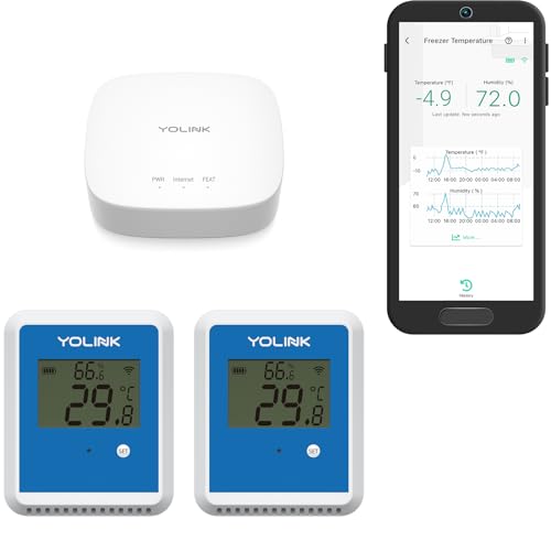 YoLink X3 Outdoor Thermometer Hygrometer Data Logger Kit 2-Pack with Hub - Remote Monitoring