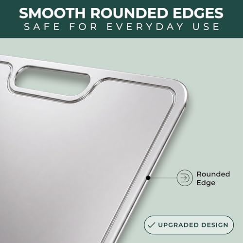 15x11 Large Titanium Cutting Board for Kitchen - Food Safe, Non-Toxic, Dishwasher Safe, Double Thickness