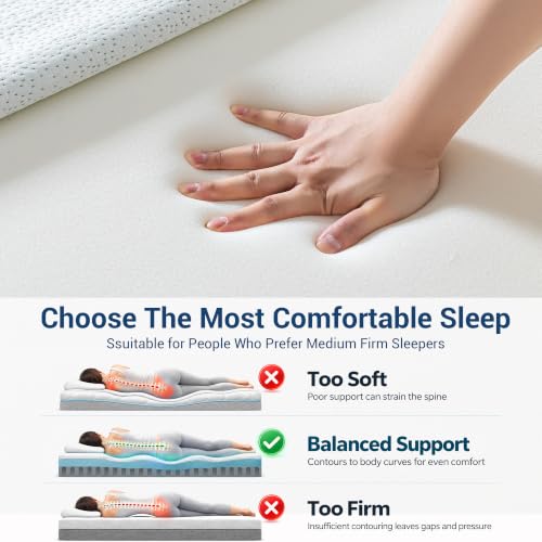SheRest Twin Size 3-Inch Cooling Memory Foam Mattress Topper - Breathable Support