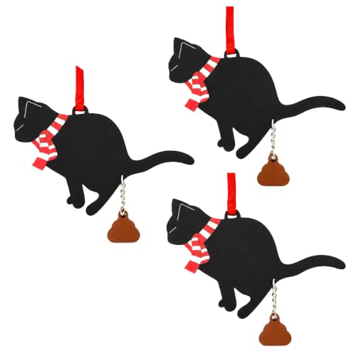 Black Cat Santa Hat Christmas Ornament – Wooden Holiday Hanging Decoration
