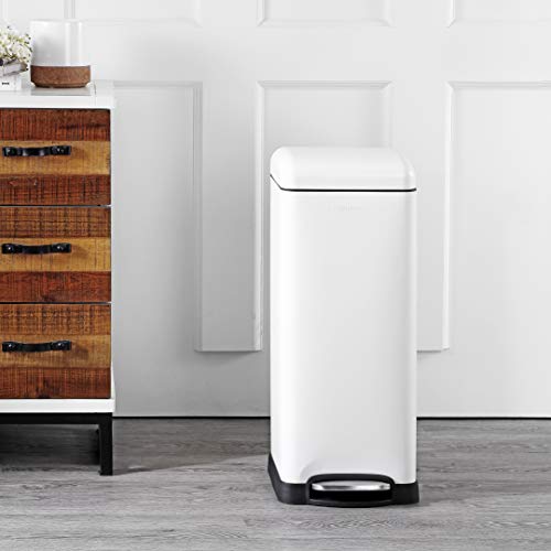 Happimess 8 Gallon Step Trash Can with Soft-Close Lid - Cotton White