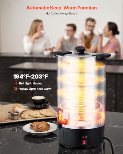 VEVOR Commercial Coffee Urn 100 Cups 15L Hot Beverage Dispenser with Dripless Faucet