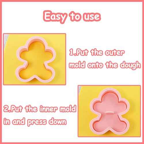 10 Mini Gingerbread Man Cookie Cutters, 3d Raised Cute Christmas Gingerbread Design Cookie Stamps, Mini Funny Gingerbread Molds, Christmas Ornament Cookie Cutter Set (Gingerbread Man)