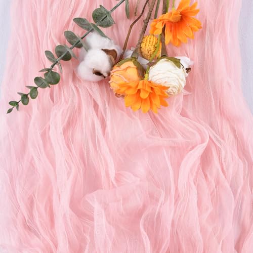 Pink Cheesecloth Table Runner 10ft Fall Thanksgiving Wedding Home Decor