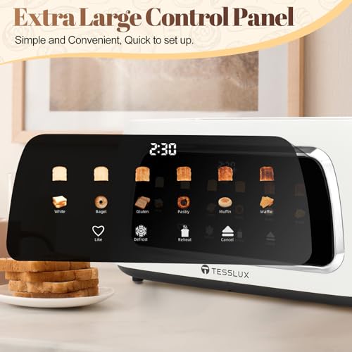 Tesslux 4-Slice Touchscreen Toaster - Wide Slot, 1300W, White - Variation