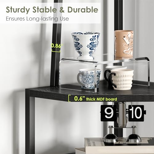VECELO 6-Tier Corner Shelf Black 69 Inch Industrial Bookshelf for Small Spaces