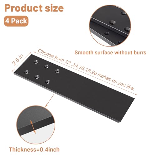 Blactea 20-Inch Granite Bar Support Brackets 4-Pack - Heavy Duty Floating Countertop Supports, Includes Screws