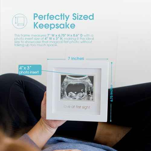Pearhead Love at First Sight Sonogram Picture Frame, Gender Neutral Ultrasound Keepsake, Ideal Pregnancy Gift, Baby Shower and Nursery Decor, 4¡±x3¡± Photo Insert, White
