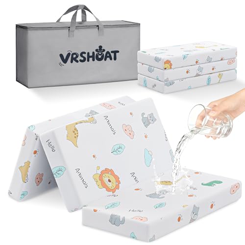 VRSHOAT 38x26x3 Inch Trifold Pack and Play Mattress for Baby Toddler, Waterproof & Breathable
