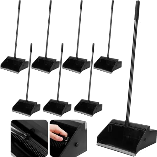 Leumoi 8-Piece Heavy-Duty Long Handle Dustpan Set Black - Commercial Use