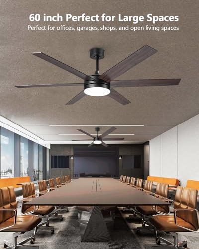 60 Inch Ceiling Fan with Lights Remote & App Control - Black