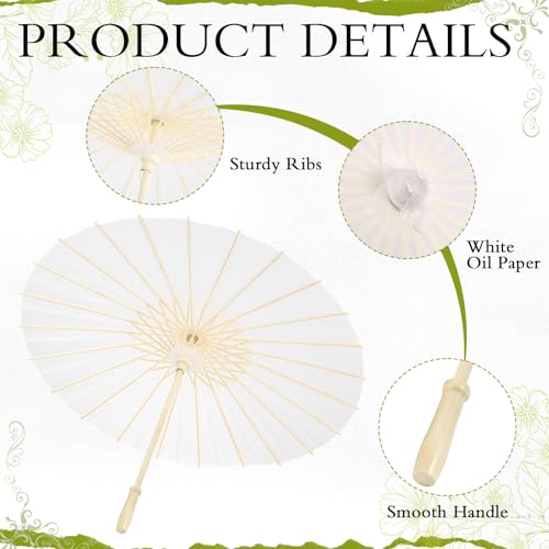 23.6 Inch White Paper Umbrellas Wedding Parasols Bulk (24 Pack) - HIYZI