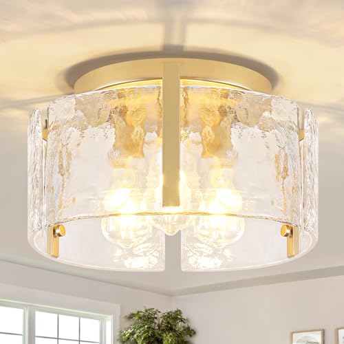 LZLDCJ Gold 15-inch 3-Light Semi Flush Mount Ceiling Light - Modern Design