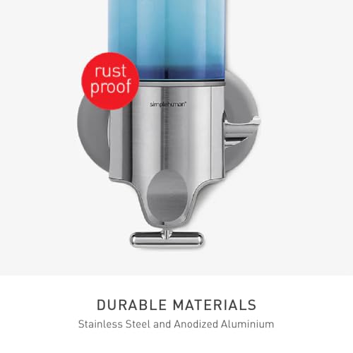 simplehuman Double Wall Mount Pump Dispenser for Shampoo & Soap, 15oz, Stainless Steel