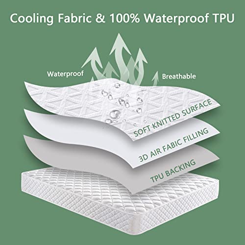 King Size Waterproof Mattress Protector - Noiseless Deep Pocket, White