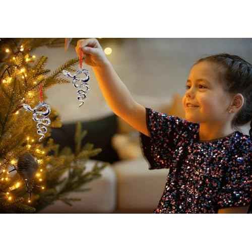 Purple Snake Ornament for Christmas Tree Decorations Metal Snake Christmas Ornaments with Rhinestones Animal Xmas Tree Ornament Xmas Keepsake Gifts for Women Girls Kids